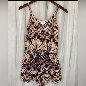 Parker Womens Silk Chevron Print Shorts Romper White Size  XS  With Pockets